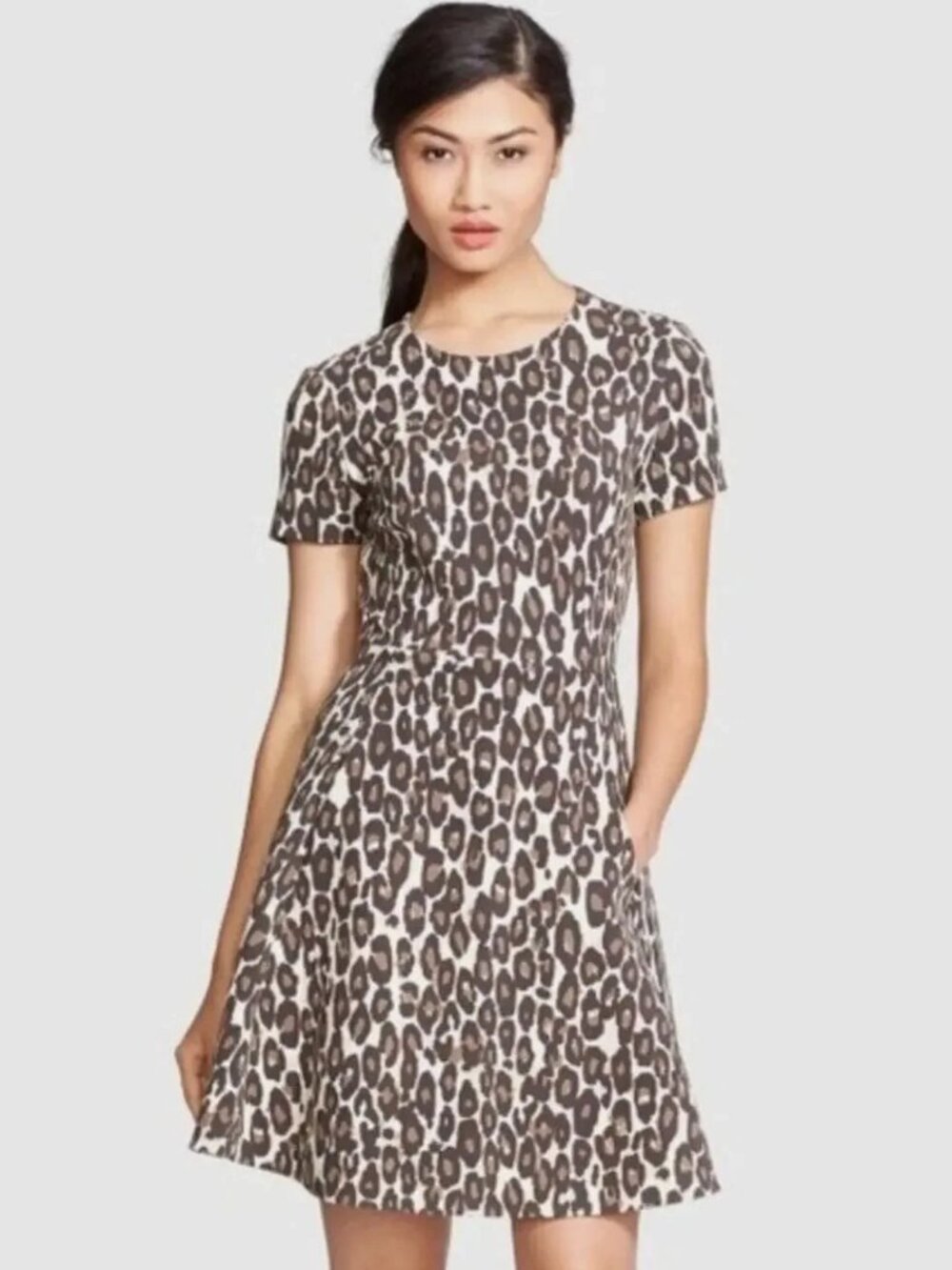 NWT Kate Spade New York Autumn Leopard Fit-and-Flare Dress Classic Beige Size 6